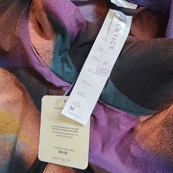 NWT Fabletics Windbreaker Multicolor Lightweight Jacket Size M - Picture 3 of 4
